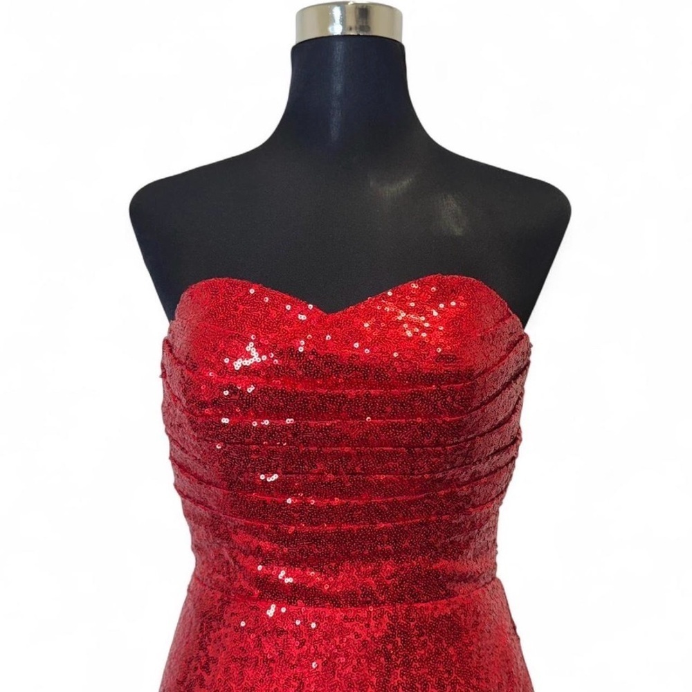 Strapless Red Sequin Gown - Picture 4 of 9